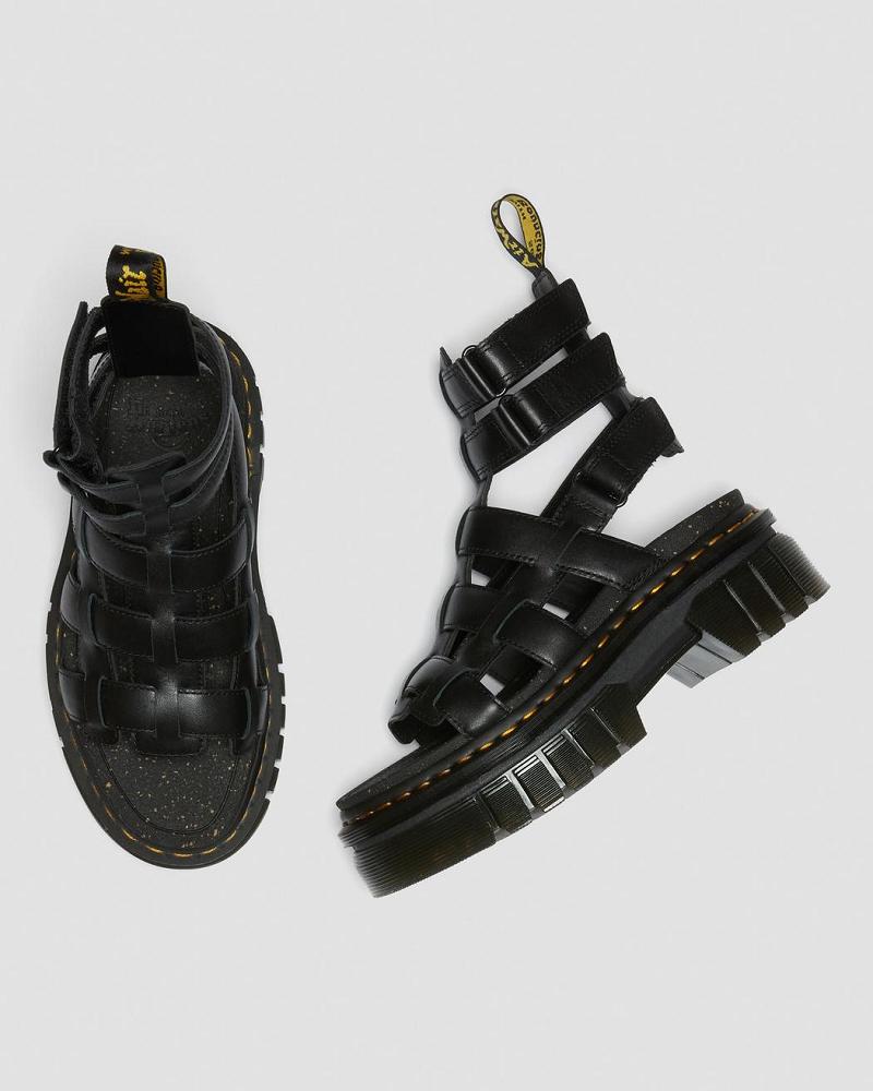 Sandalias De Gladiador Dr Martens Ricki Nappa Lux Cuero Plataforma Mujer Negros | MX 489KOR